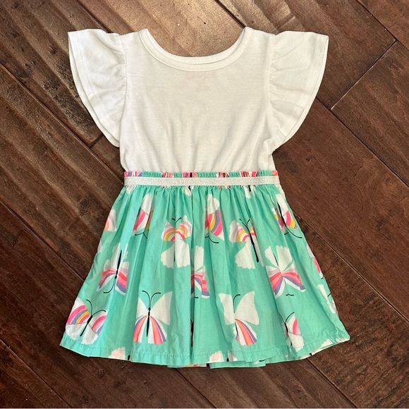 Cat & Jack 18M Butterfly Rainbows Dress Bloomer Set Sparkles Ruffles Shinmer - Picture 2 of 9